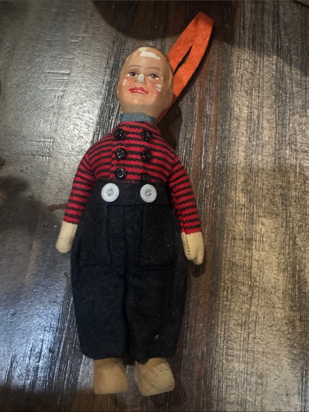 Vintage-Inspired 1930 Kids Toy Doll in Red and Black